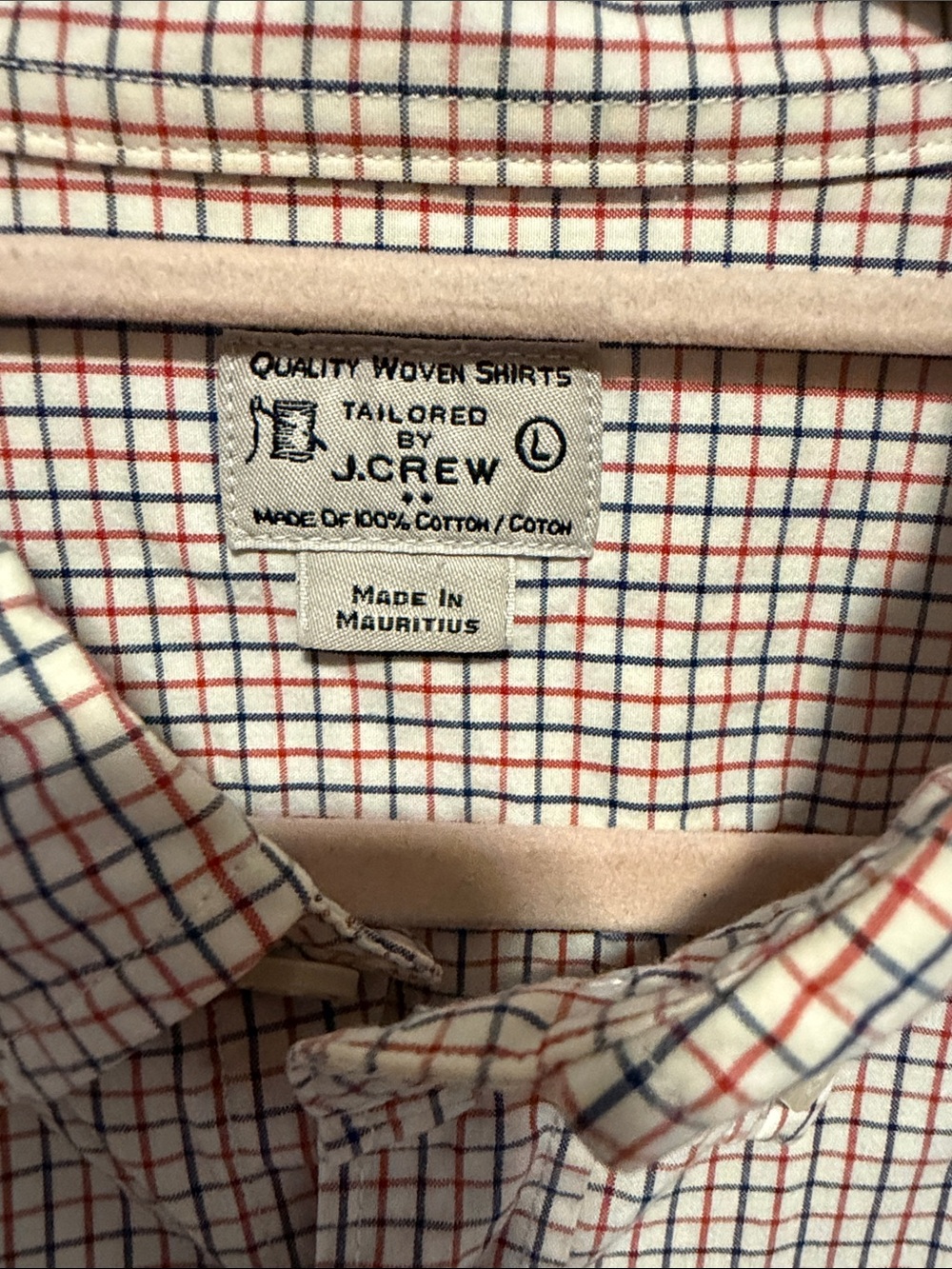 J. Crew Men's Button-Down Shirt in White with Red and Blue Windowpane